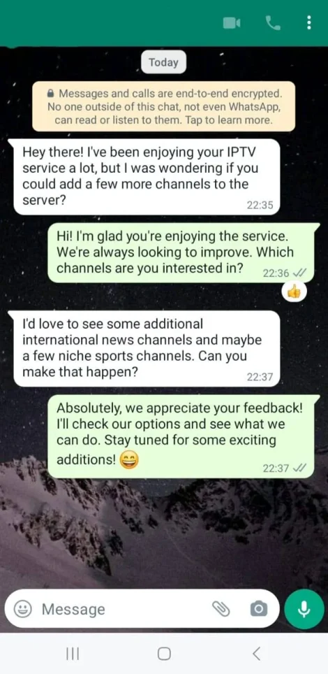 Conversation WhatsApp client 1